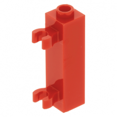LEGO kocka 1×1×3 egy oldalán kettő fogóval, piros (60583b)